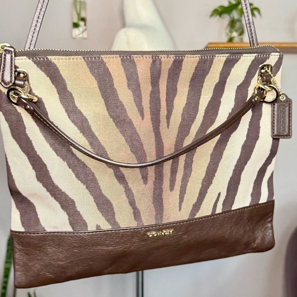 Coach Zebra Print Brown and Cream Women's Bag